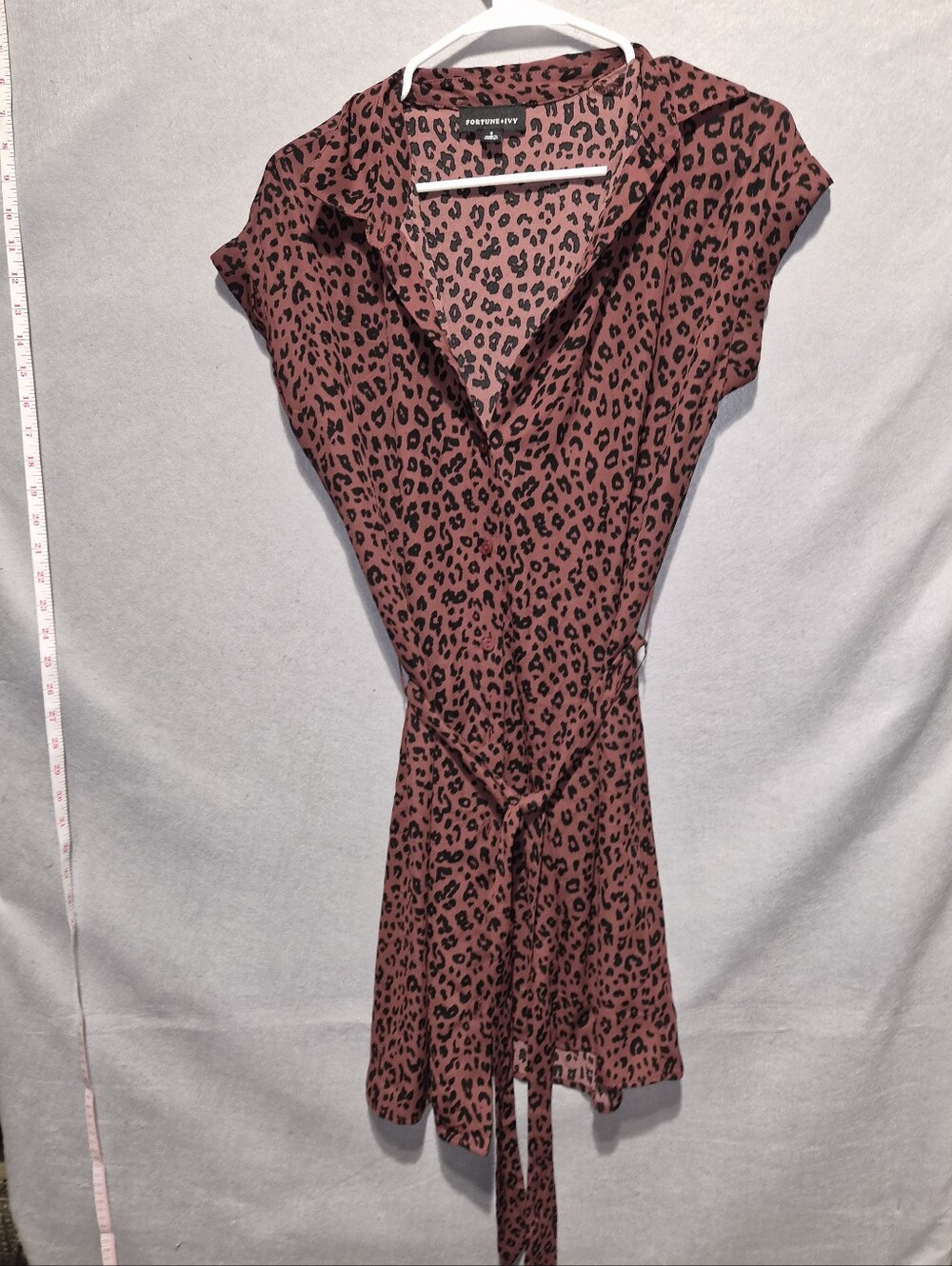 Fortune + Ivy Leopard Print Tie-Front Dress – Size Small